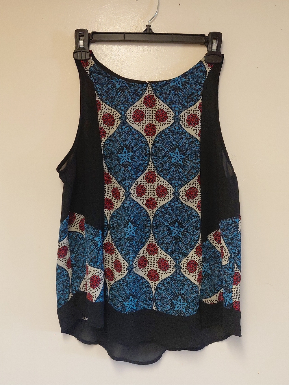 Astr Womens Black Printed Sheer Tank Top No Size Tag Available